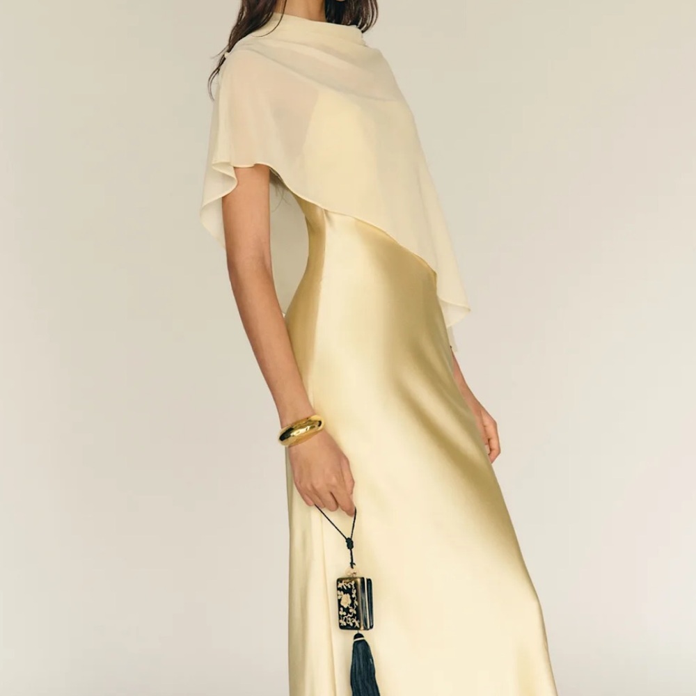 NWT Reformation Lilibeth Silk Gold Dress